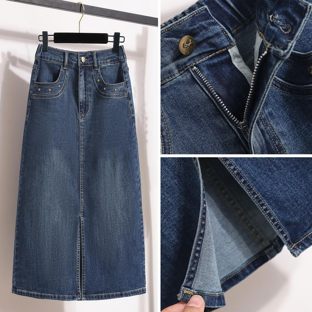 Dimanaf 2025 Plus Size Summer Denim Skirts Women Blue Fashion A-Line Skirt Belt Waist