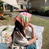 55Cm  Sweet Floral Print Small Square Scarf For Women Girl Cute Soft Flower Scarf Hairband Headband Korean Hair Scarves
