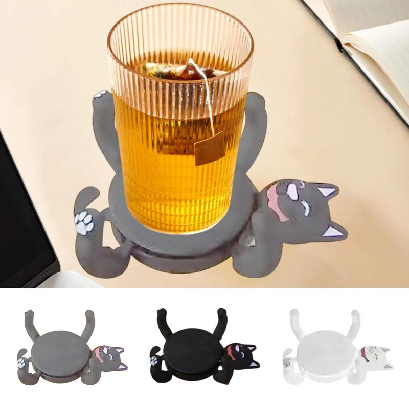 Cat Coasters Funny Cup Coasters 3D Printed Toys Desk Decor Non-Slip Cup Holder Home Decorations Party Favors for Cat Lovers