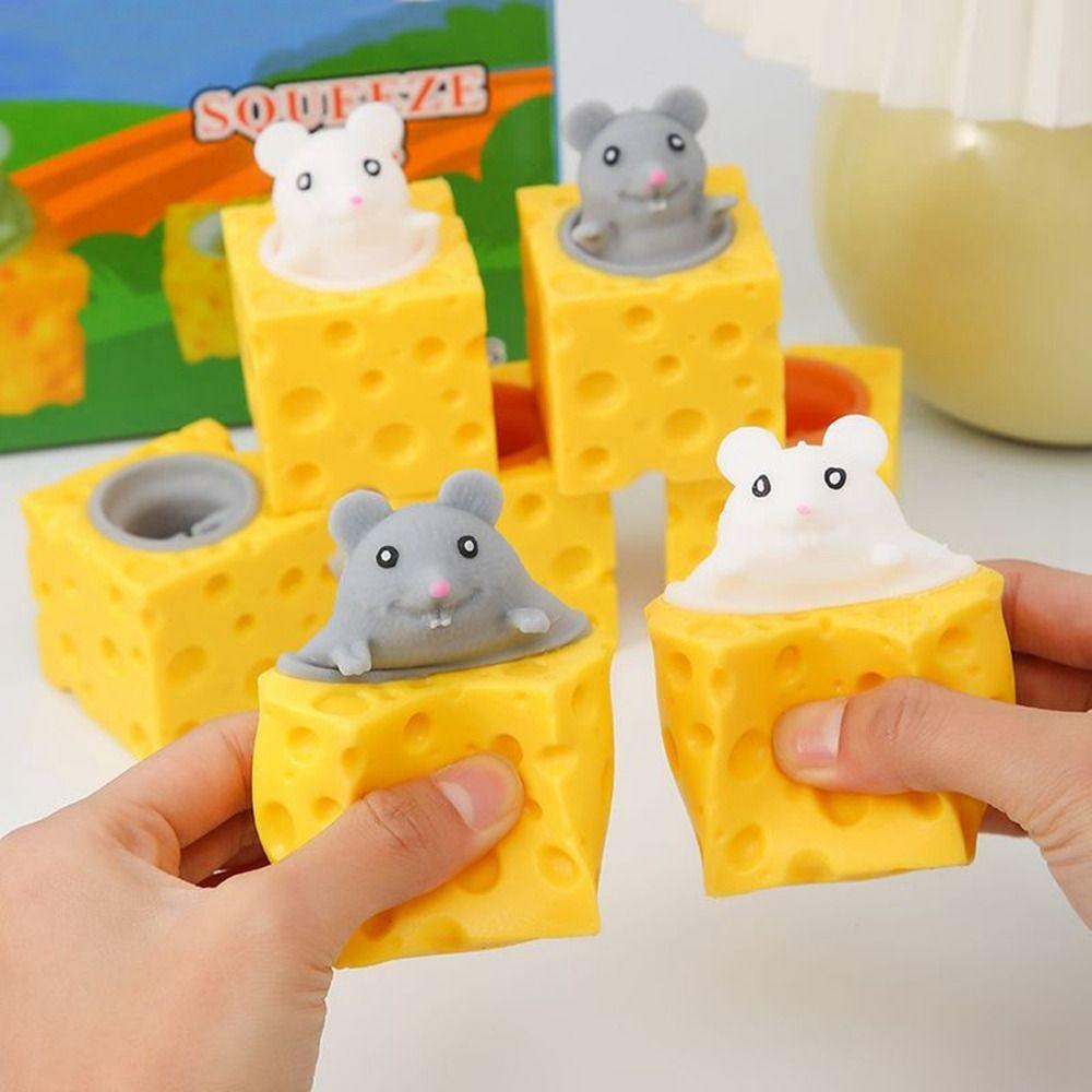 Stress Relief Cheese Mouse Decompression Toy Pop Up Fidget Toys New Squeeze Toy  Children