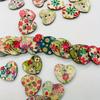50pcs Multicolor Heart Shape 2 Holes Wood Sewing Buttons Scrapbooking Bouton Random style