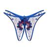 Women Low Waist Sexy Panties Flower Embroidery Crotchless Transparent Mesh Thongs Hollow Out Underwear Womens Lace Sexy Lingerie