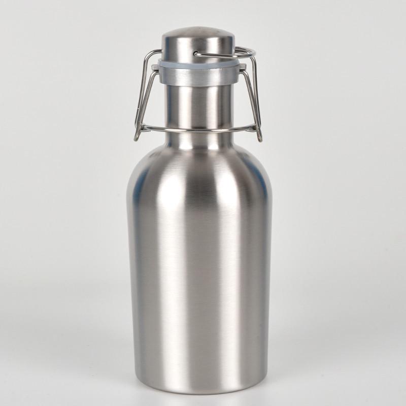 Large 304 Stainless Steel Sports Water Bottle, 64oz/2L Beer & Wine Flask