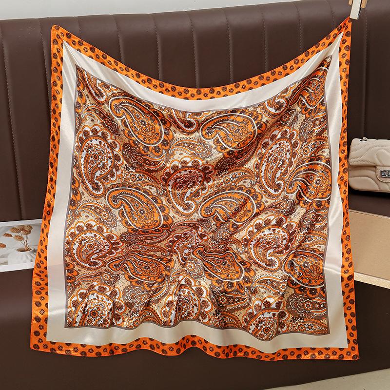 New European and American Printed Silk Square Scarf Fashion Women's Versatile Bag Headscarf Professional Scarf Silk Scarf