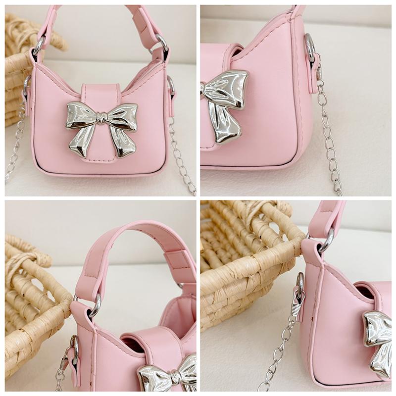 Детская милая сумочка, портативная сумка-кроссбоди с бантом