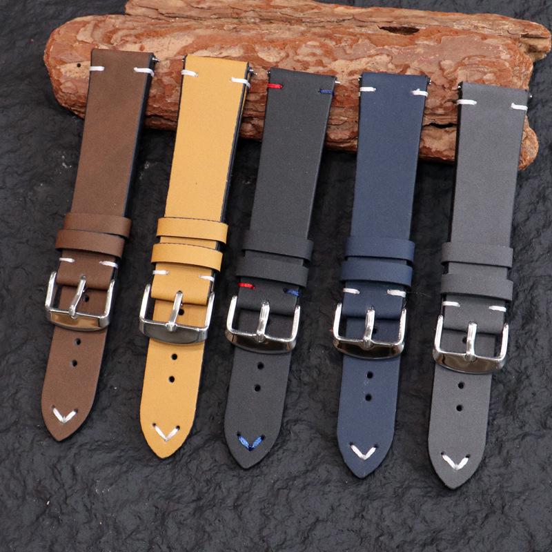 Универсальный быстросъемный матовый кожаный ремешок для часов Huawei - Ретро кожа Crazy Horse с абрикосовым хвостом, размеры 18/20/22