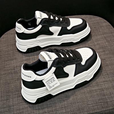 Кожаные туфли на платформе белого цвета, женская обувь, весенняя новинка, высокие туфли для досок, универсальная повседневная обувь, детская спортивная обувь