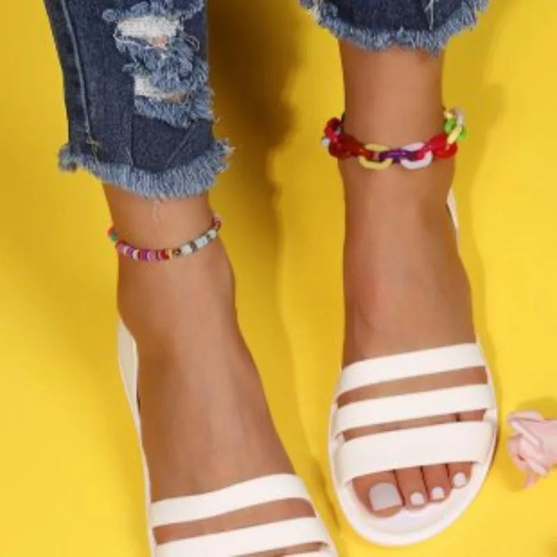 Женские туфли с закрытым каблуком, женские сандалии для отдыха на открытом воздухе, женские сандалии с круглым носком, низкий каблук, открытый носок, женские туфли без застежек