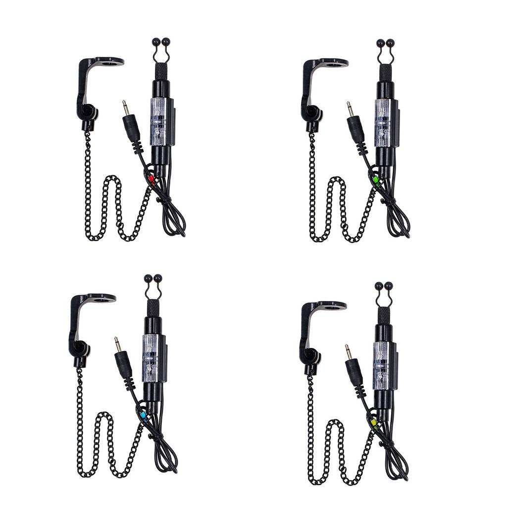 4pcs LED Indicators Fishing Illuminated Swingers Bite Alarm Indicator Lights with Carry Case for Carp Fishing