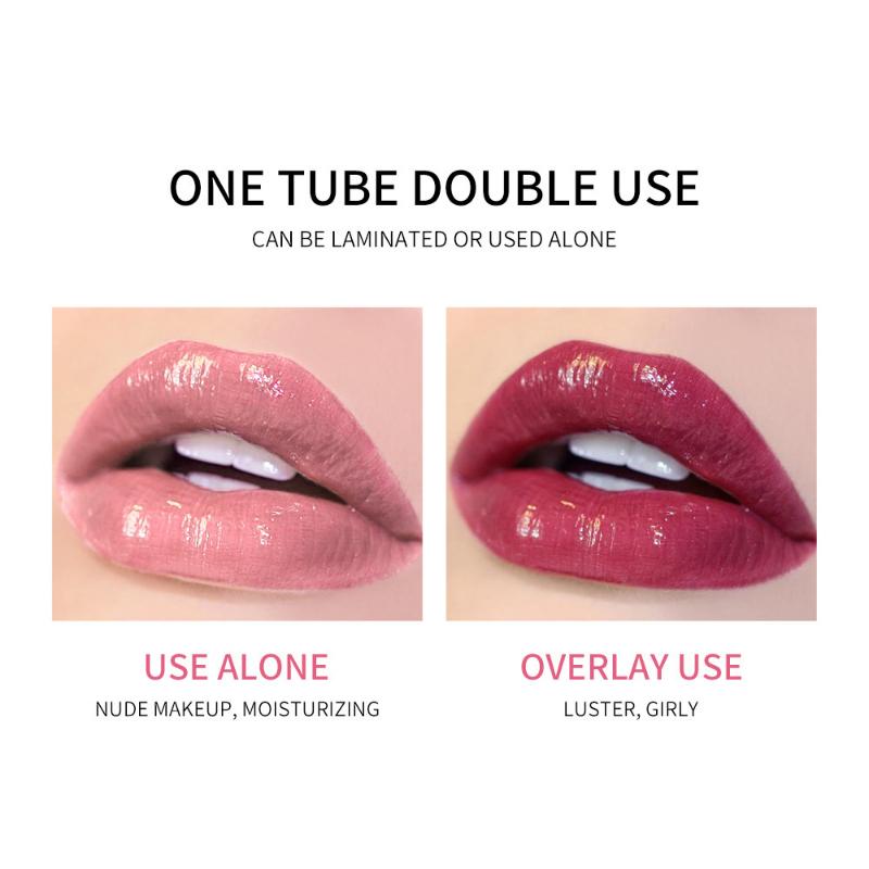 QIBEST Водянистый блеск для губ Зеркальная стеклянная глазурь для губ Увлажняющий питательный водянистый блеск для губ Невыцветающий прозрачный блеск для губ