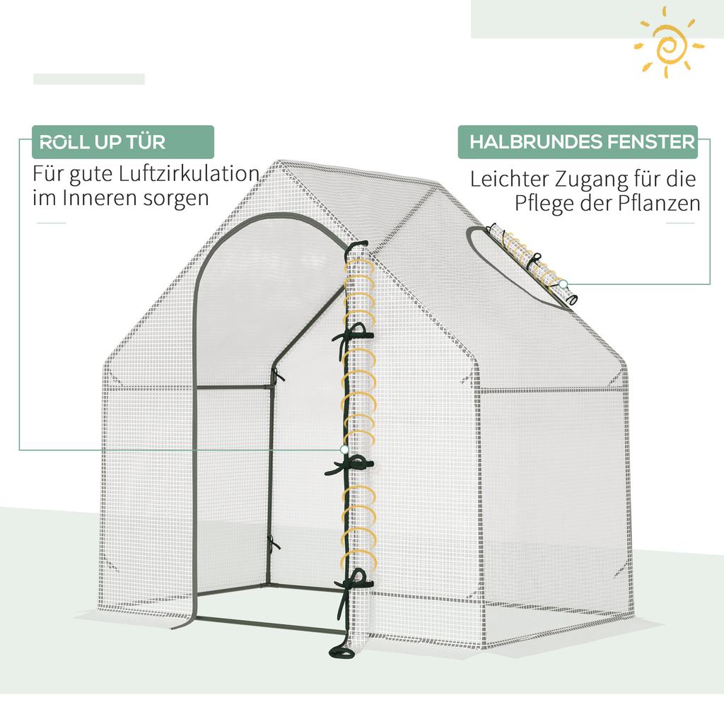 Greenhouse, Walk-In, 1.80 x 1.00 x 1.68 m, Foil Greenhouse, Sturdy Tarp, White