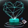 Lampe De Chevet 3D LED - Fabriquée En France - Coeur Stylisé - Multicolore - Télécommande - Tactile