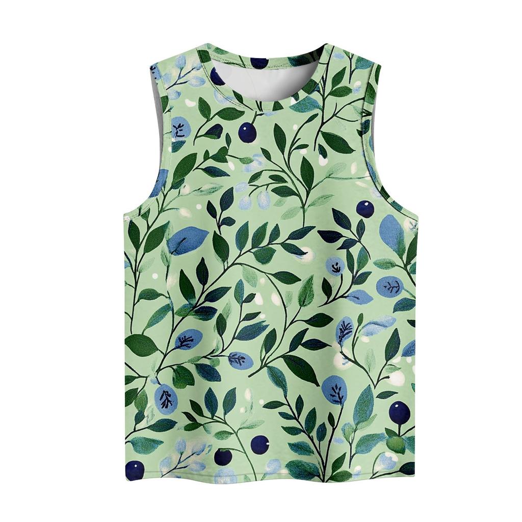 Women's Casual Round Neck Printed Sleeveless Vest Tops Vest