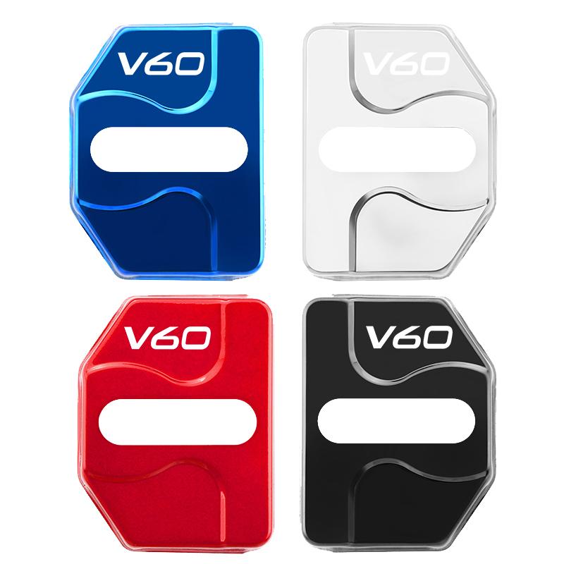 4PCS Car Emblems Door Lock Buckle Cover Protection Stickers Accessories For Volvo S90 XC60 V40 V90 XC40 XC90 V60 S60 Rdesign AWD