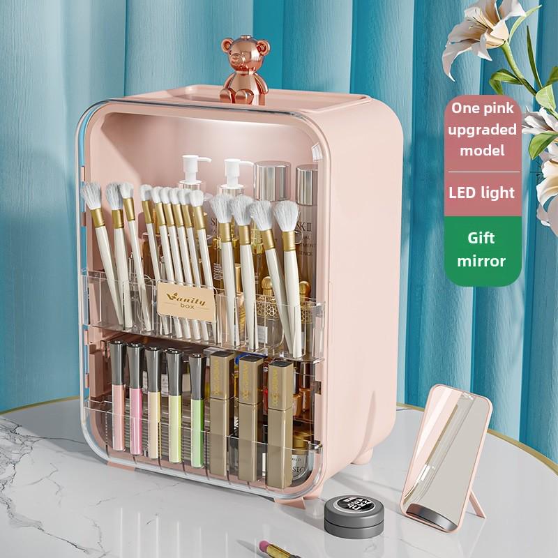 Large Capacity LED Makeup Storage Box with Mirror & Lipstick Organizer