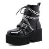 Chunky Heel Knight Boots Women's New Platform Punk Style Comfortable Chain Decoration Thick Sole Mid Length Women's Boots 2024