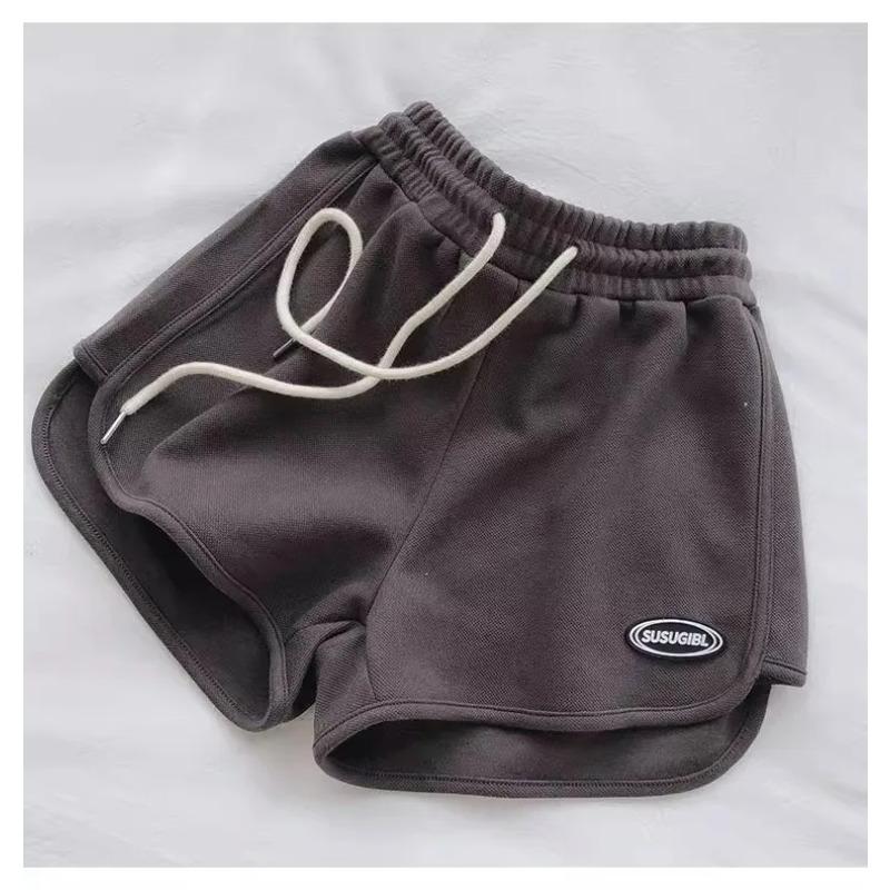 Женские повседневные спортивные шорты на шнурке, летние тонкие шорты трапециевидной формы для йоги с высокой талией, свободные женские прямые брюки для бега