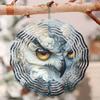 Classic Fantasy Owl Metal Wind Chime Blue White Kinetic Hanging Decor for Outdoor Garden Patio Christmas Thanksgiving Gift No Electricity Needed