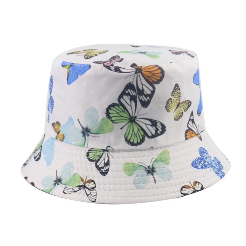 Korean Chic Fisherman Hat Women's Spring Summer Fashion Sunscreen Butterfly Print Bucket Hat Trendy