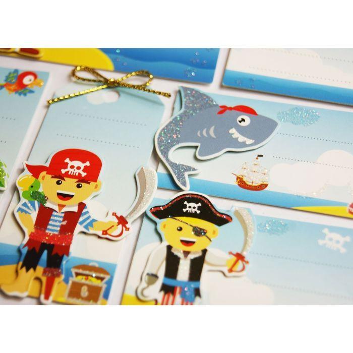 8 Self-adhesive Gift Labels - Pirates - Strings