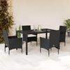 VidaXL Garden Dining Set and Cushions 5 Pcs Black Rattan Glass 3278539