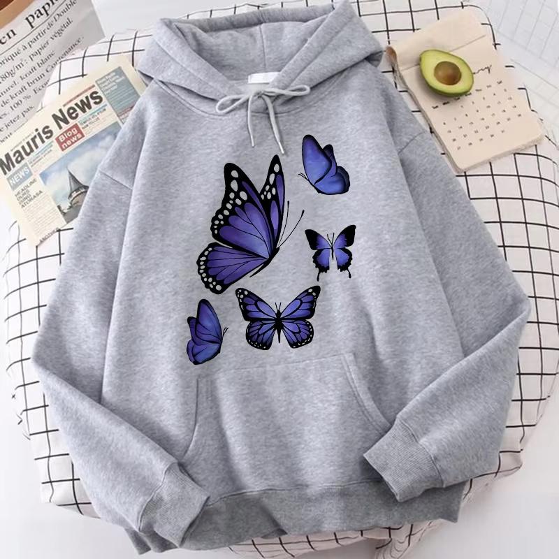 Funny 90s Graphic Butterfly Pattern Printed Hoodies Women's Men's Vintage Y2k Sweatshirts Hooded Clothes