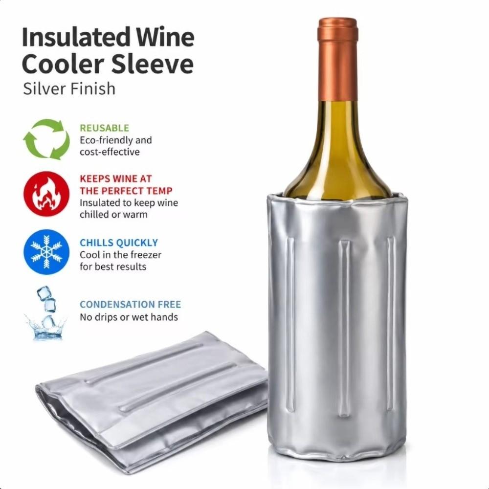 Reusable Insulated Wine Sleeve Refrigerant Gel Bottle Cooler Bag Rapid Gel Cooler Wrap Barbecue