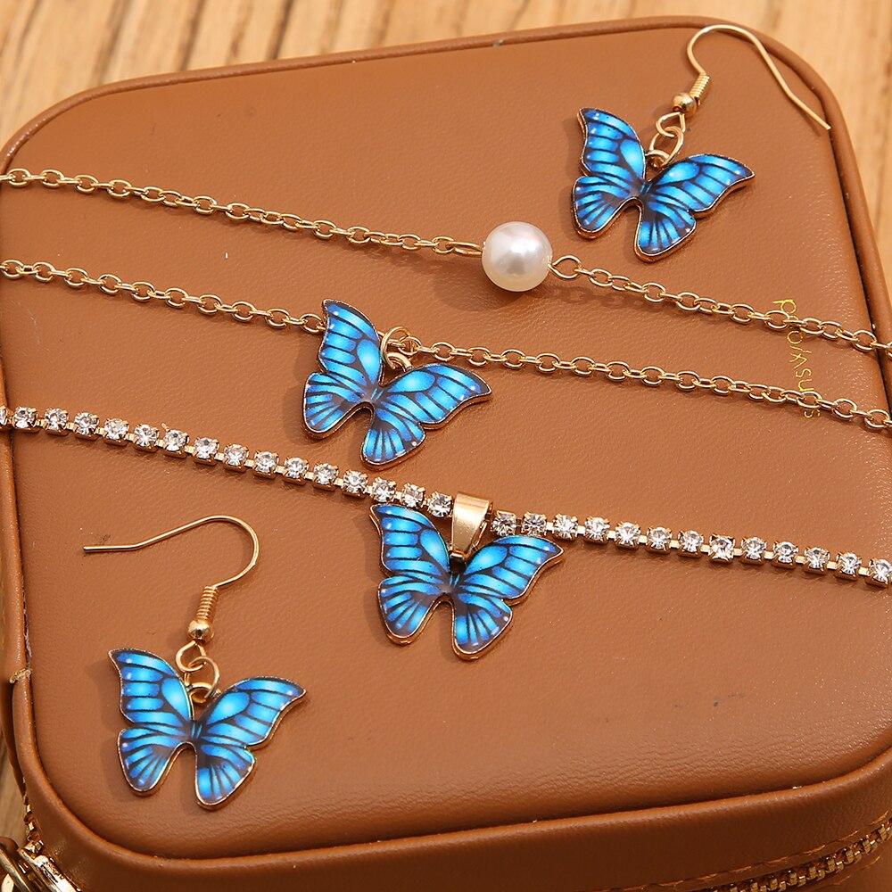 Women Jewelry Set Ear Stud Necklace Bracelet Combination Set New Creative Simple Fashion Elegant