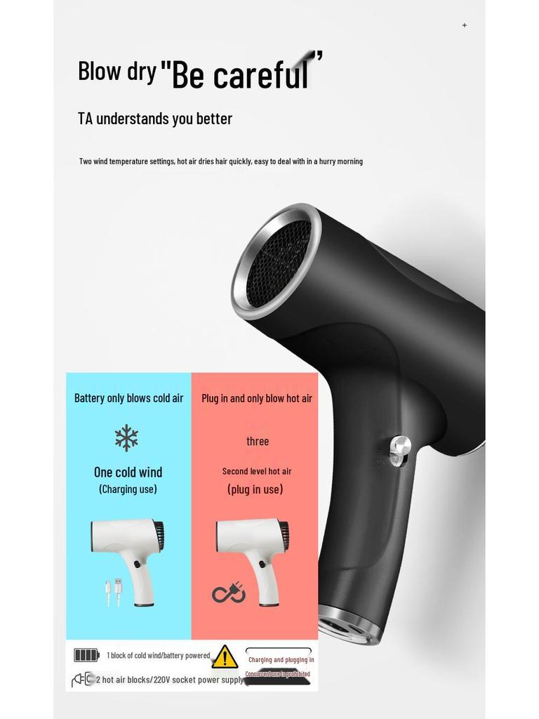 Мощный беспроводной портативный фен с защитой от отрицательных ионов для быстрой сушки