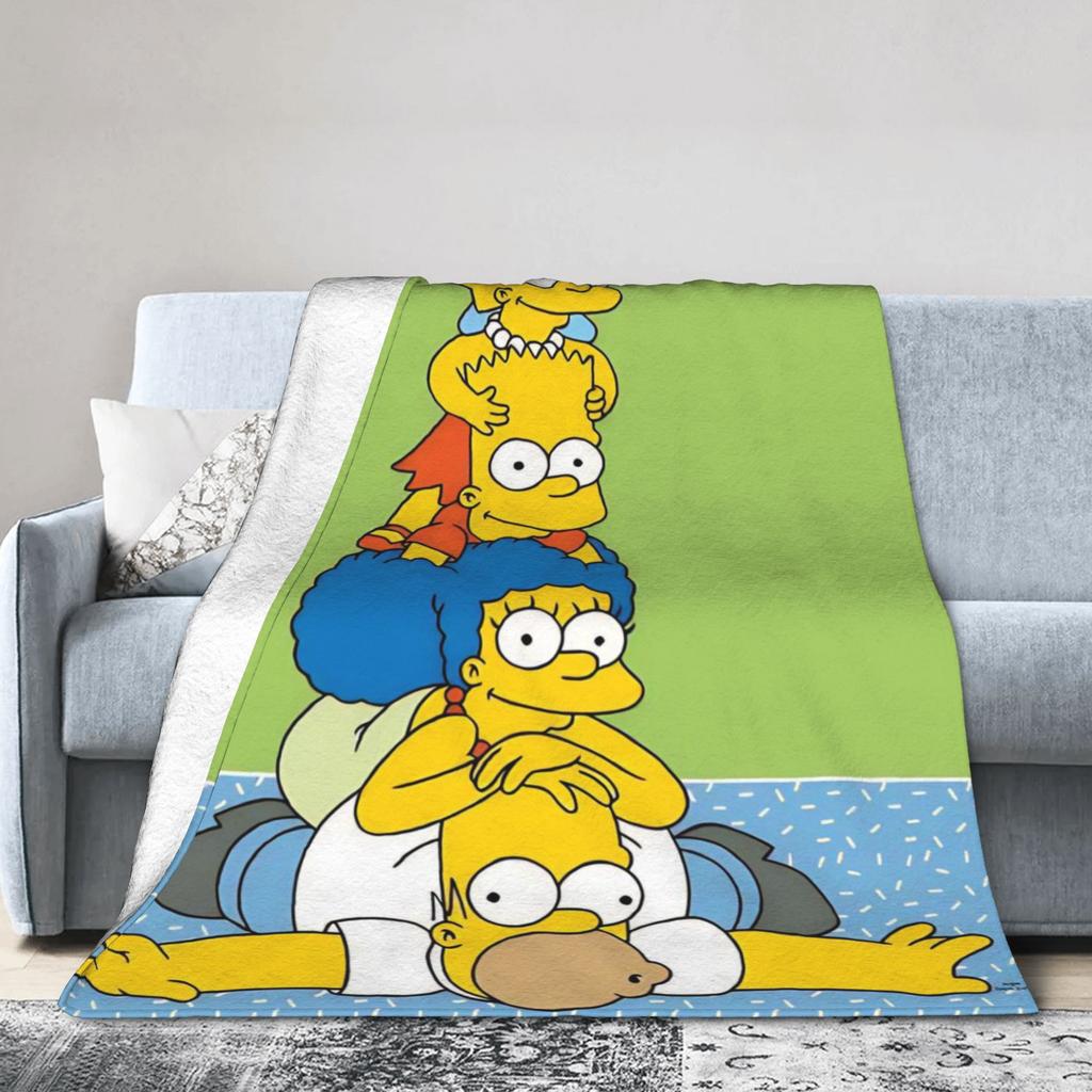 T-The Simpsons Warm Soft Blankets Girls Boys Plush Throw Blanket Novelty Couch Chair Flannel Bedspread Sofa Bed Cover