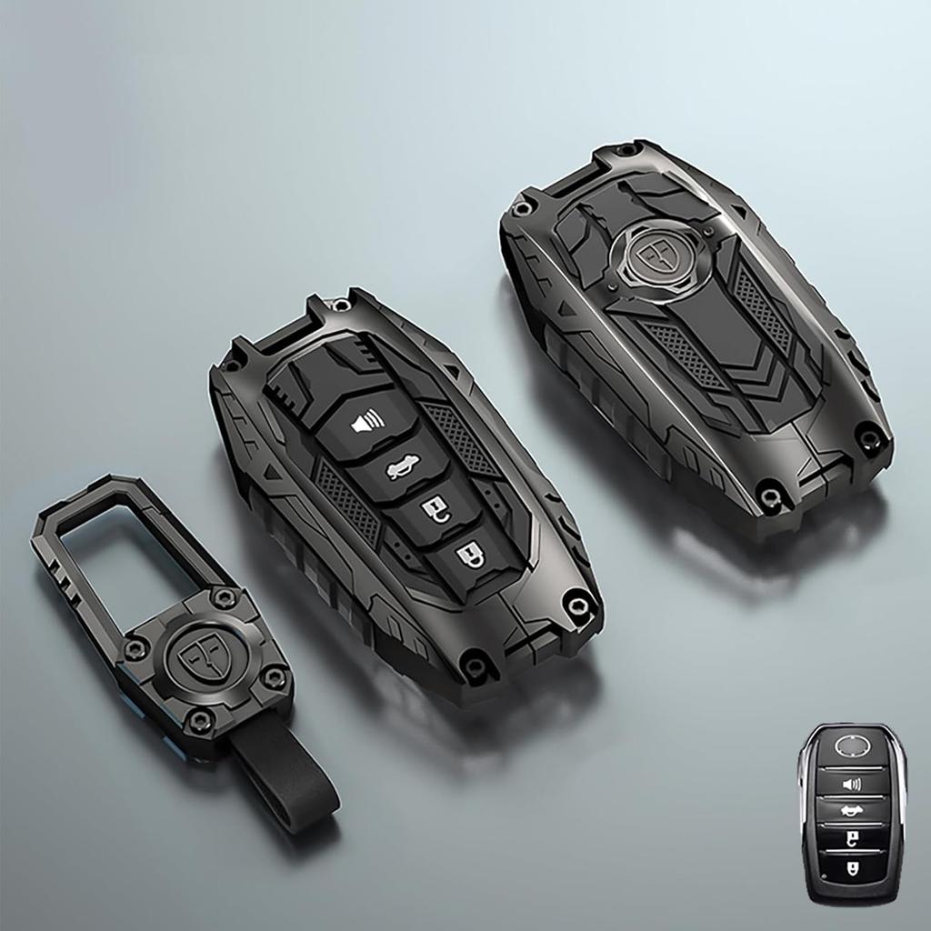 Mech Style Heavy Metal Key Fob Cover, Compatible With Toyota Tundra 2024 2025~, Fit For Corolla Cross Venza Sequoia Etc, Zinc Alloy Key Case