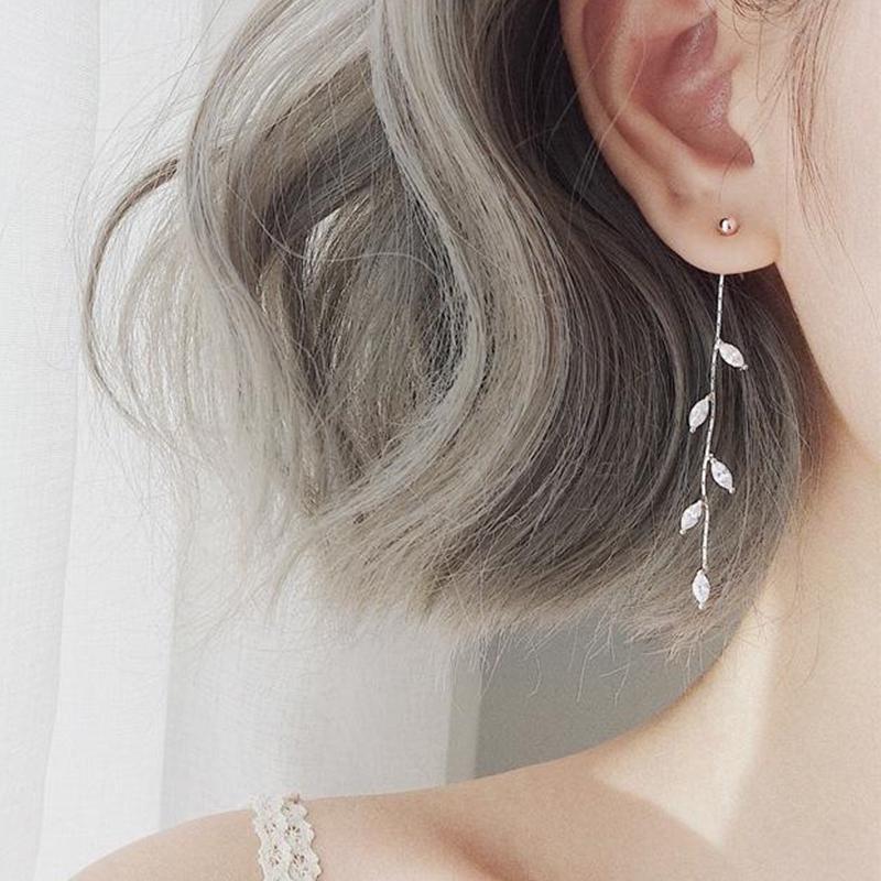 Trendy Long Wire Tassel Thread Chain Climb Star Heart Beads Pendants Drop Earrings Women'S Rhinestone  Accessories Jewelry