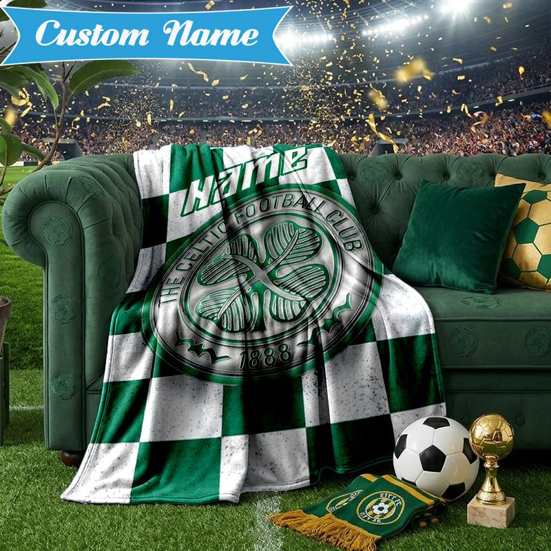 Custom Name Celtic Football Crest Blanket Lightweight Ideal Bedding Blanket Perfect for Travel, Camping, Living Rooms, Sofas, Christmas gift
