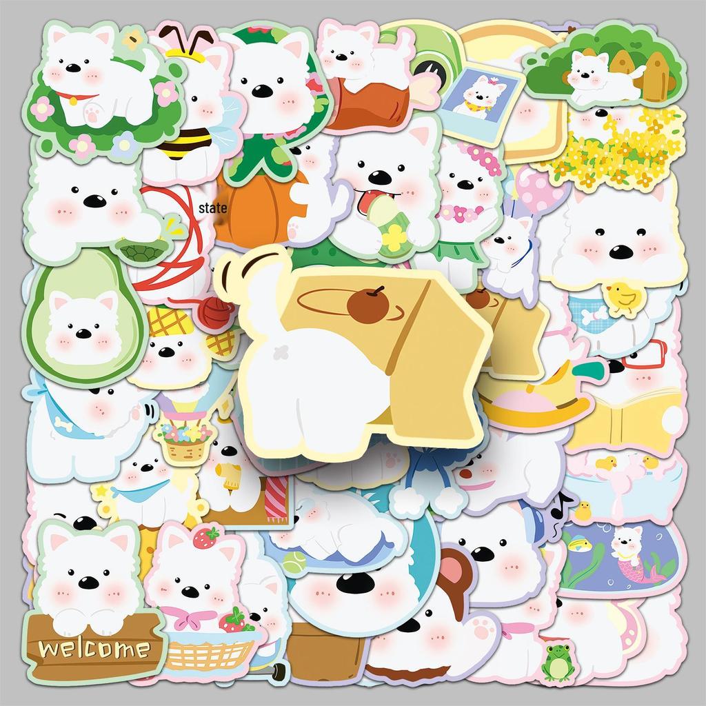 50 West Highland White Terrier Stickers - Cute Westie Dog Cartoon, Waterproof Decorative Sheets