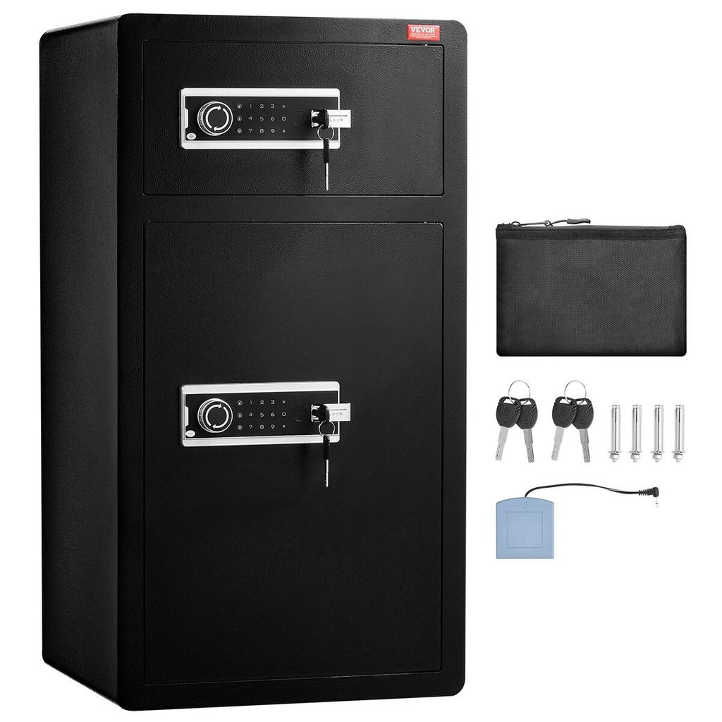 Double Door 7.2 cu.ft Safe Box with Key Lock Password Cabinet Black