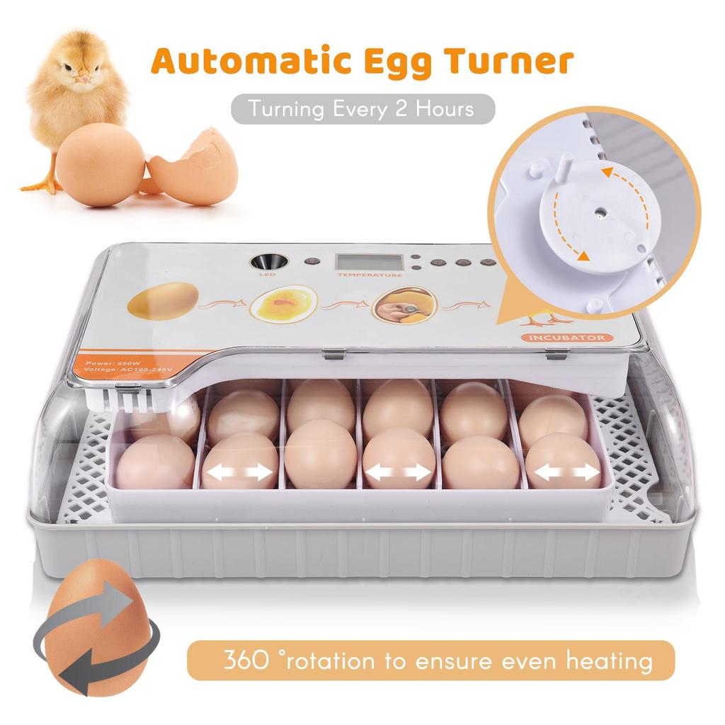 Digital Egg Incubator 20 Eggs Poultry Hatcher with Auto Egg Turning Temperature Control LED Light