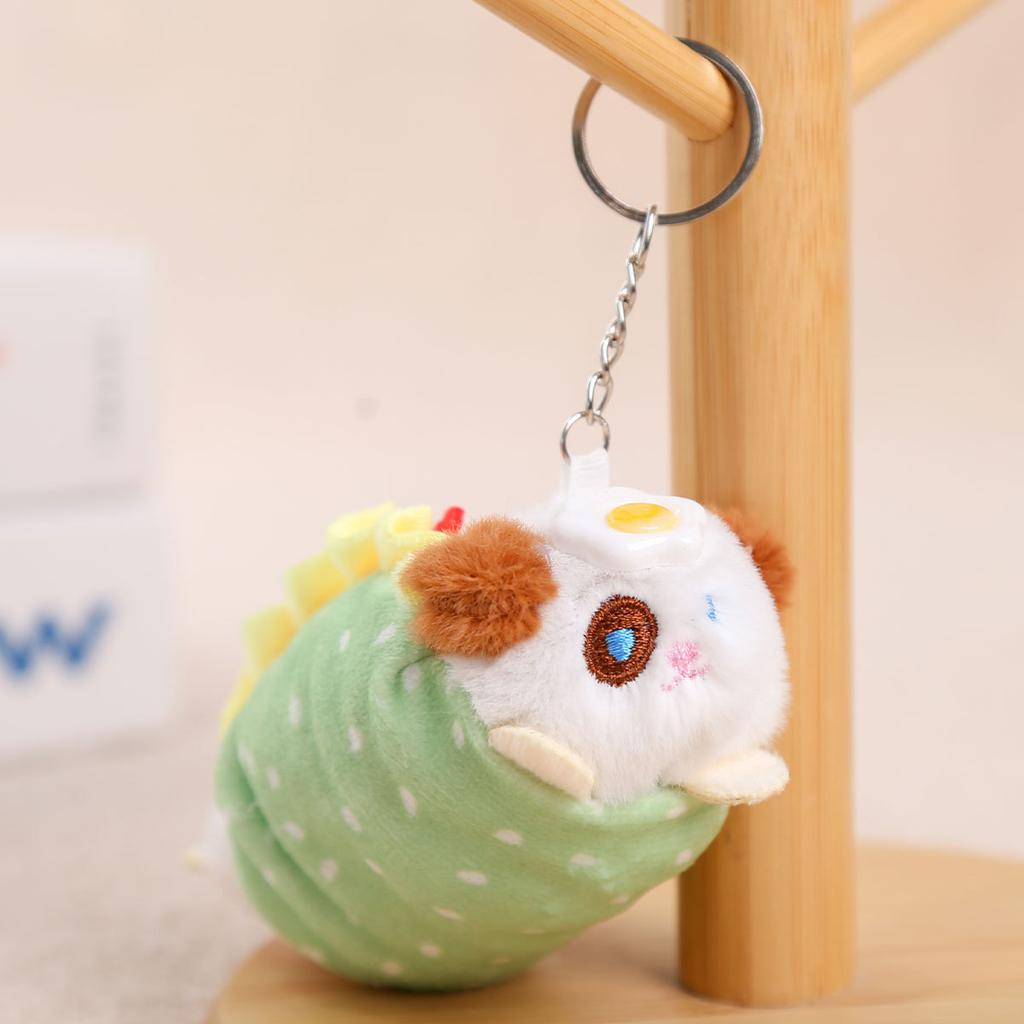 Cute creative poached egg hot dog doll pendant plush doll small pendant burger dog plush toy doll