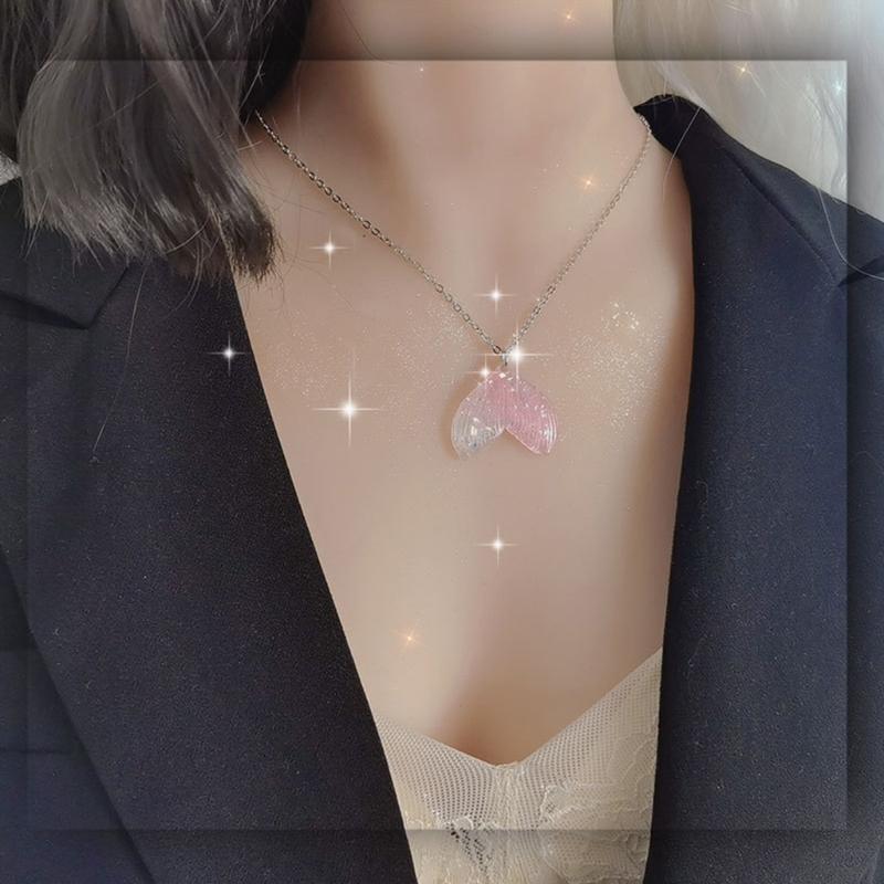 Ожерелье на морскую тематику Сверкающий кулон в виде хвоста русалки Чокер Минимализм Шарм в виде кошки, бабочки, черепа Цепочка для ключицы Ювелирное изделие