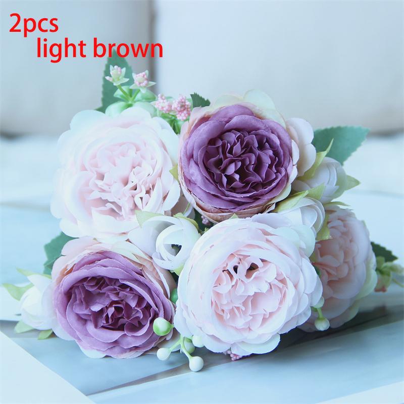 2PCS Artificial rose bouquets for home decoration, wedding arrangements, 5-head Persian roses