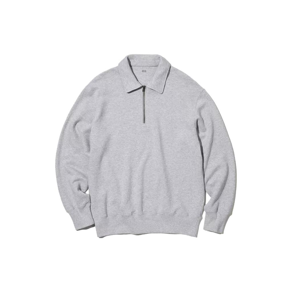 Uniqlo Однотонный пуловер с длинным рукавом Толстовка Мужская толстовка Серый 456952-05