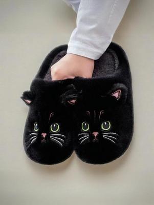 Домашние тапочки, удобные и теплые мягкие плюшевые туфли с открытым носком, однотонные домашние тапочки