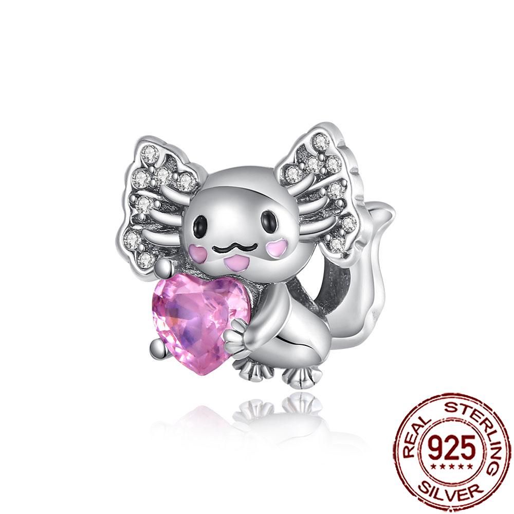 New Charms 925 Silver Cat Dog Flamingo Chameleon Axolotl Animal Beads Fit Bracelet Necklace Women DIY Jewelry