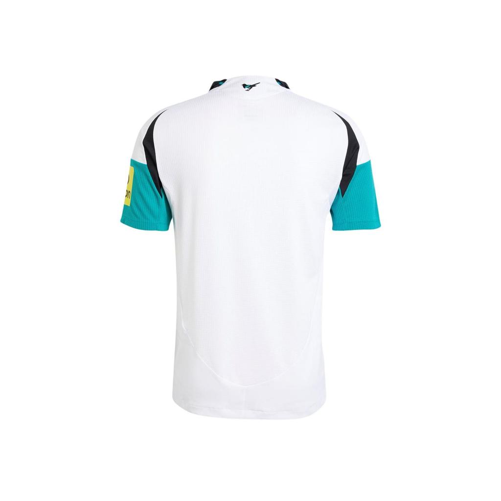 Adidas Newcastle United FC 24/25 Third Slim Fit Comfortable Ribbed Polo Letter Print Short Sleeve Retro Football Shirt Men Tops White Green JJ4460