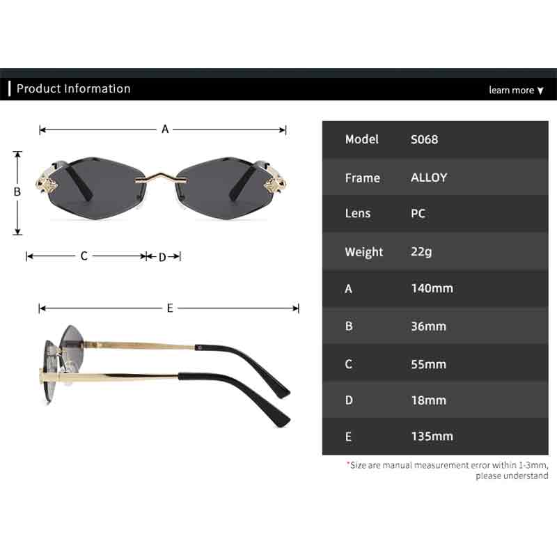 Fashion  Rimless Irregular Rhombus Metal Sunglasses Women Men Luxury Brand Sun Glasses Travel Driving Lady Man Eyewear UV400