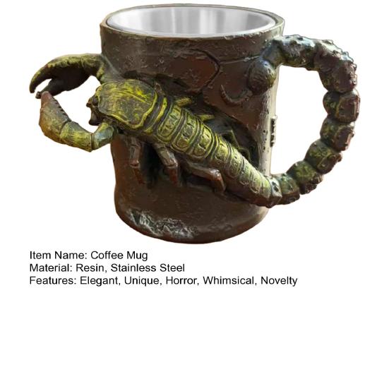 Готская кружка-скорпион 3D кружка для кофе со скорпионом и ручкой Смоляная чашка для чая Подарки для мужчин женщин Декор для дома и офиса