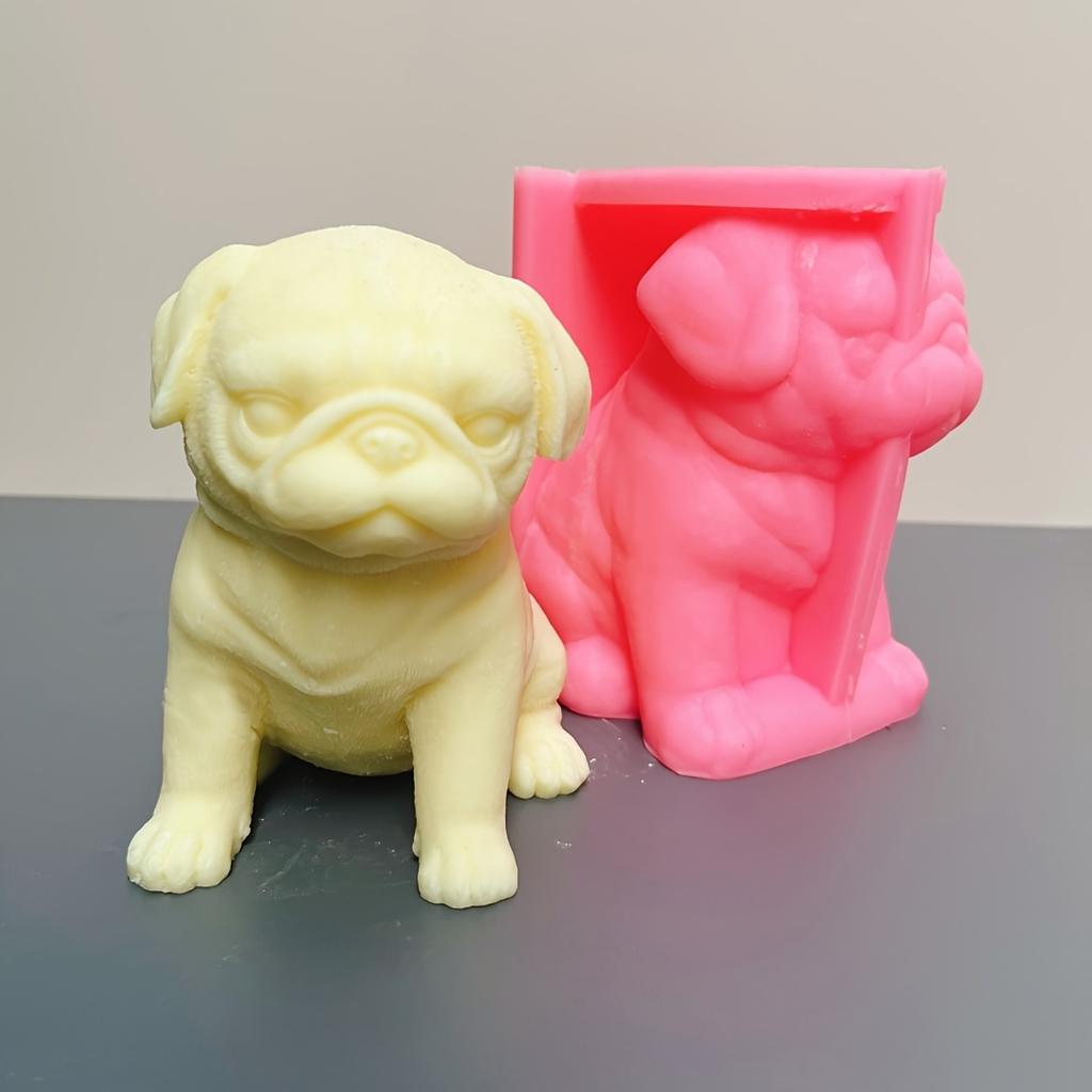 3D Большая свеча в виде плюшевого пса, силиконовая форма, форма для бетона в виде бульдога, форма для песка в виде собаки, форма для смолы, гипса, украшение для дома, милая форма для собаки