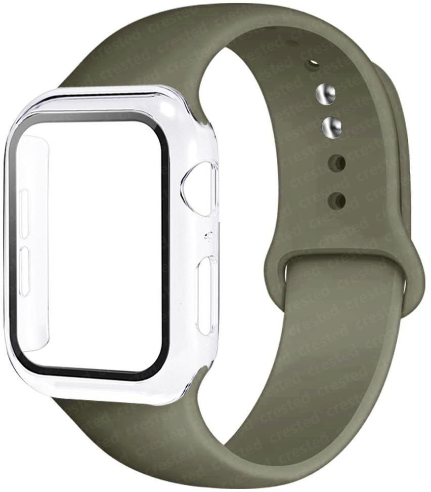 Для ремешков Apple Watch 46 мм 44 мм 41 мм 40 мм 45 мм 42 мм Силиконовый браслет correas iwatch Серия 10 9 8 7 6 SE 3 11 Стекло+Чехол+Ремешок
