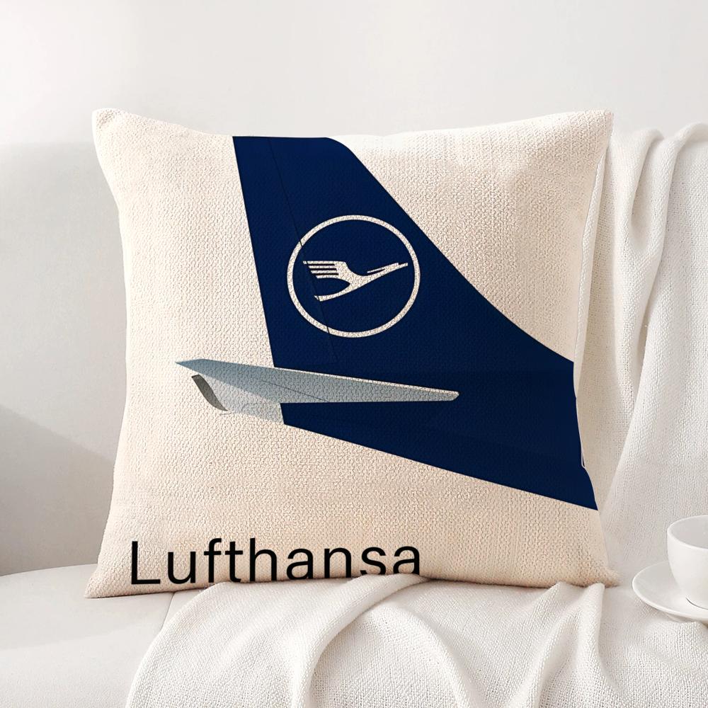 Классическая наволочка L-Lufthansas Airlines Натуральная льняная наволочка Двусторонняя наволочка для подушки Чехол для подушки для дивана Домашний декор Подарок