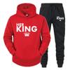 Lover Outfit Her QUEEN or His KING Printed Tracksuits Couple Hoodies Suits Hooded Sweatshirt and Sweatpants Two Piece Set S-4XL