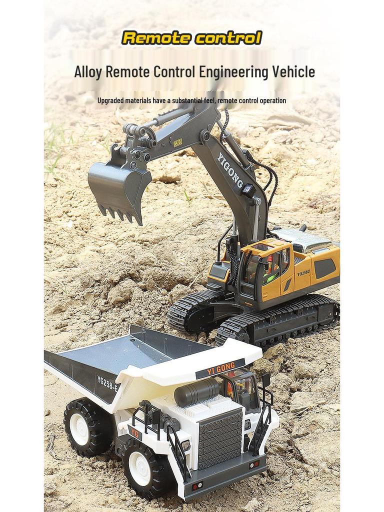 Free Shipping Alloy Remote Control Excavator Dump Truck Toy for Kids